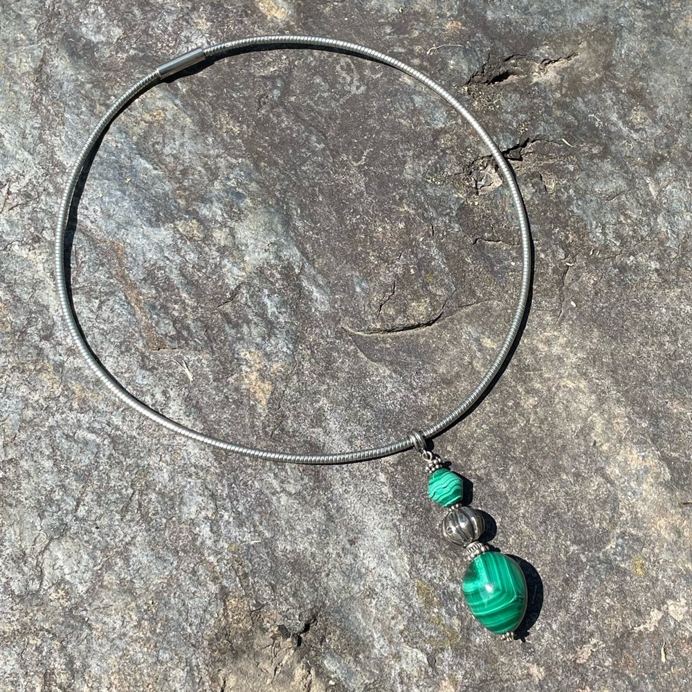 Malachite Sterling Green Pendant Necklace - Picture 8 of 8